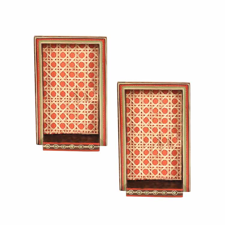 Handcrafted Cane Hanging Shelf for Home Decor - Set of 2 - Storage & Utilities - 3