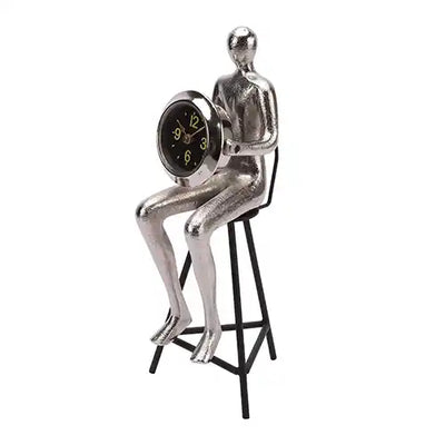 Sitting Man Clock Silver-60-939-31-2N
