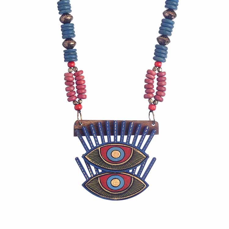 Evil Eyes-III' Handcrafted Tribal Dhokra Necklace - Fashion & Lifestyle - 2
