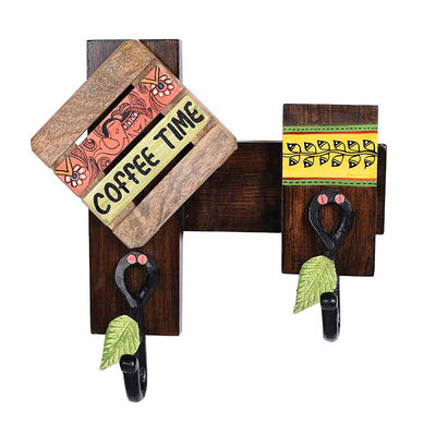 Key Holder Handcrafted Coffee Time 2 Keys (10x3x10") - Wall Decor - 2