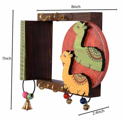 Key Holder Handcrafted Tribal Art Alpaca Theme 4 Keys (8x2.4x7") - Wall Decor - 4