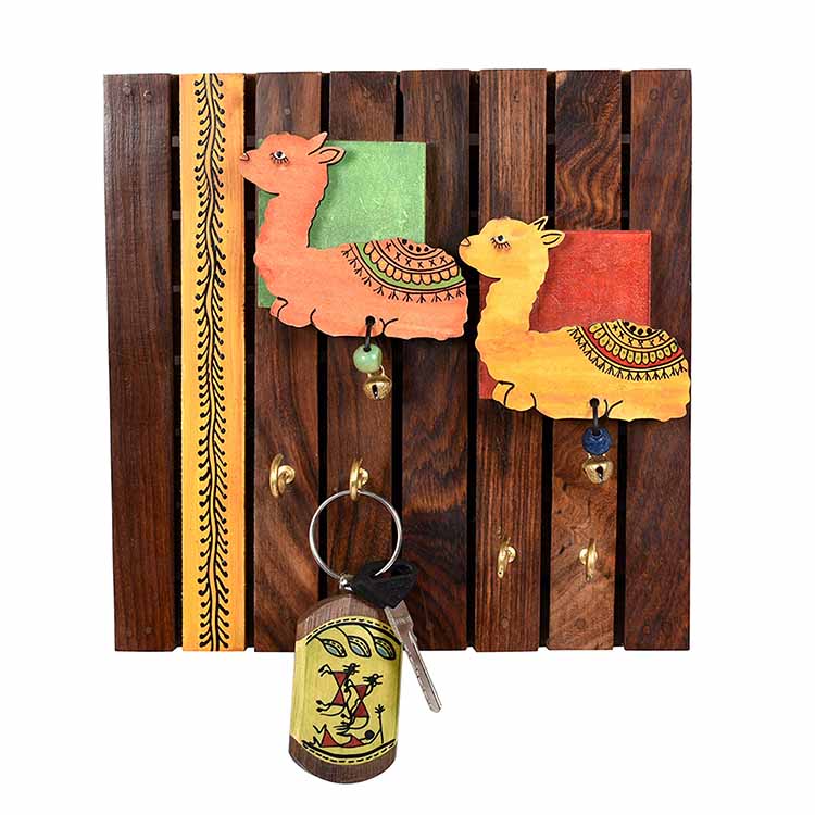 Key Holder Handcrafted Tribal Art Alpaca Theme 4 Keys (8x1.5x8) - Wall Decor - 2