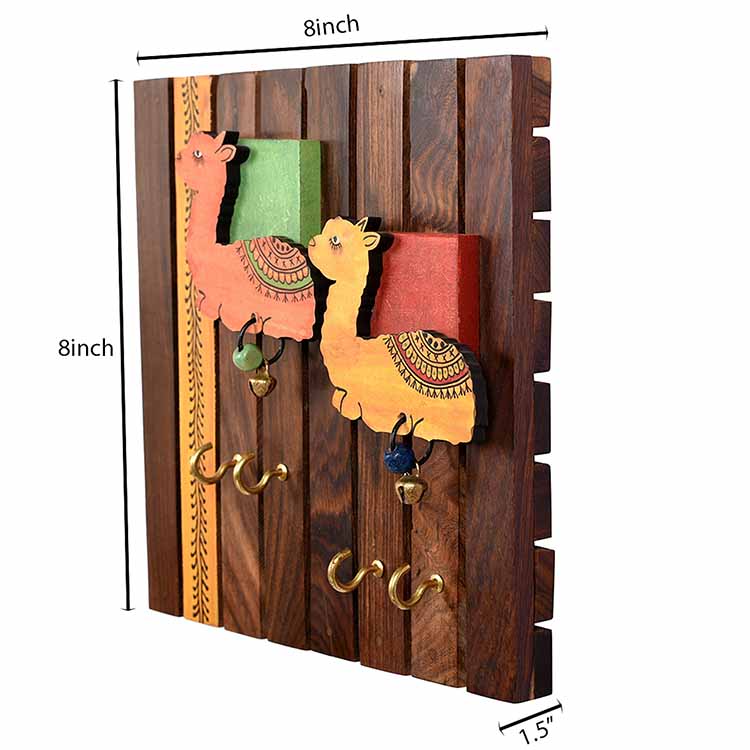 Key Holder Handcrafted Tribal Art Alpaca Theme 4 Keys (8x1.5x8) - Wall Decor - 4