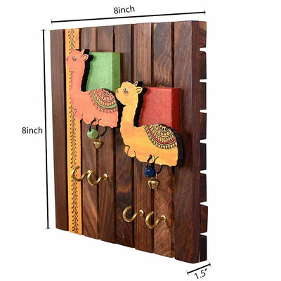 Key Holder Handcrafted Tribal Art Alpaca Theme 4 Keys (8x1.5x8) - Wall Decor - 4