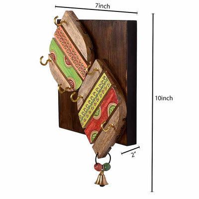 Key Holder Handcrafted Tribal Art Leaf Design 6 Keys (7x2x10") - Wall Decor - 4