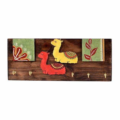 Key Holder Handcrafted Tribal Art Alpaca Theme 5 Keys (12x2x4.7") - Wall Decor - 5