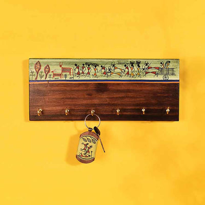 Key Holder Handcrafted Warli 6 Keys (12x2x5") - Wall Decor - 2