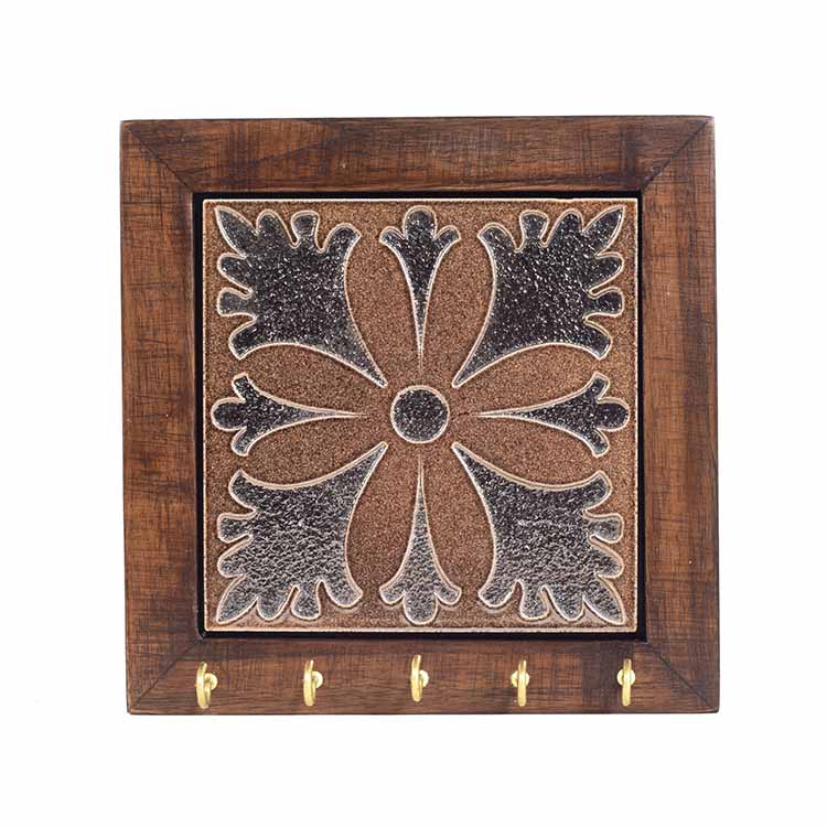 Brown Orchid Handcrafted Key Holder Panel - Wall Decor - 2