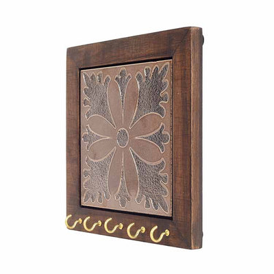 Brown Orchid Handcrafted Key Holder Panel - Wall Decor - 3