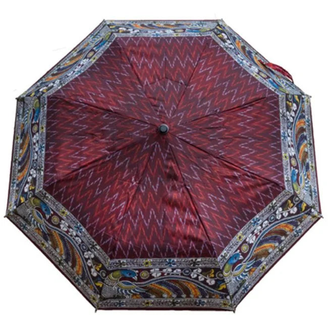 Maroon Ikkat Three Fold Umbrella - Fashion & Lifestyle - 2