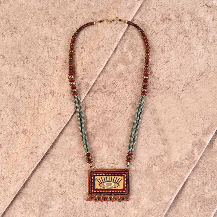Evil Eyes-V' Brown Handcrafted Tribal Dhokra Necklace - Fashion & Lifestyle - 1