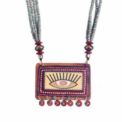Evil Eyes-V' Brown Handcrafted Tribal Dhokra Necklace - Fashion & Lifestyle - 2