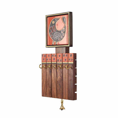 Pichhwai Handcrafted Tiles Key Holder Panel 6 Hooks - Wall Decor - 3