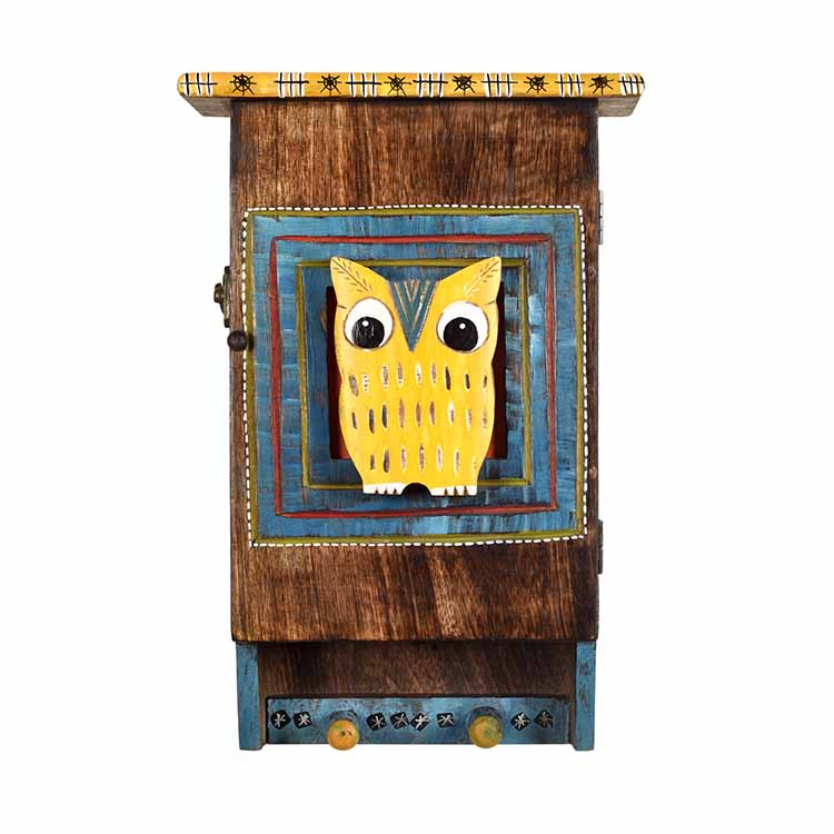 Hooting Owl Key Hanger with Storage Box - Wall Decor - 3