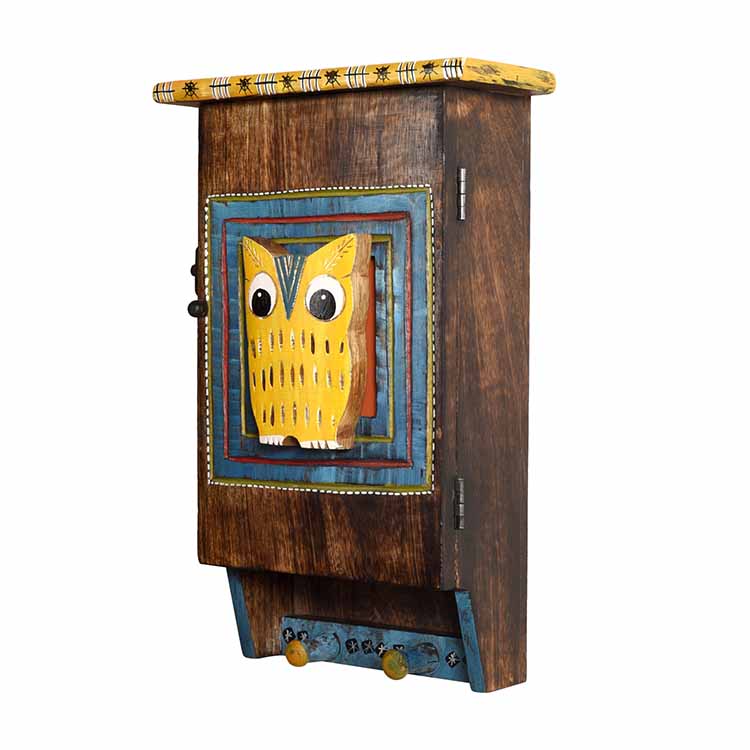Hooting Owl Key Hanger with Storage Box - Wall Decor - 5