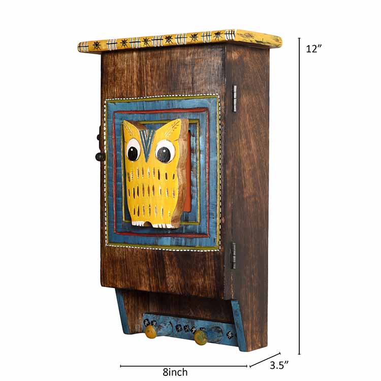 Hooting Owl Key Hanger with Storage Box - Wall Decor - 4