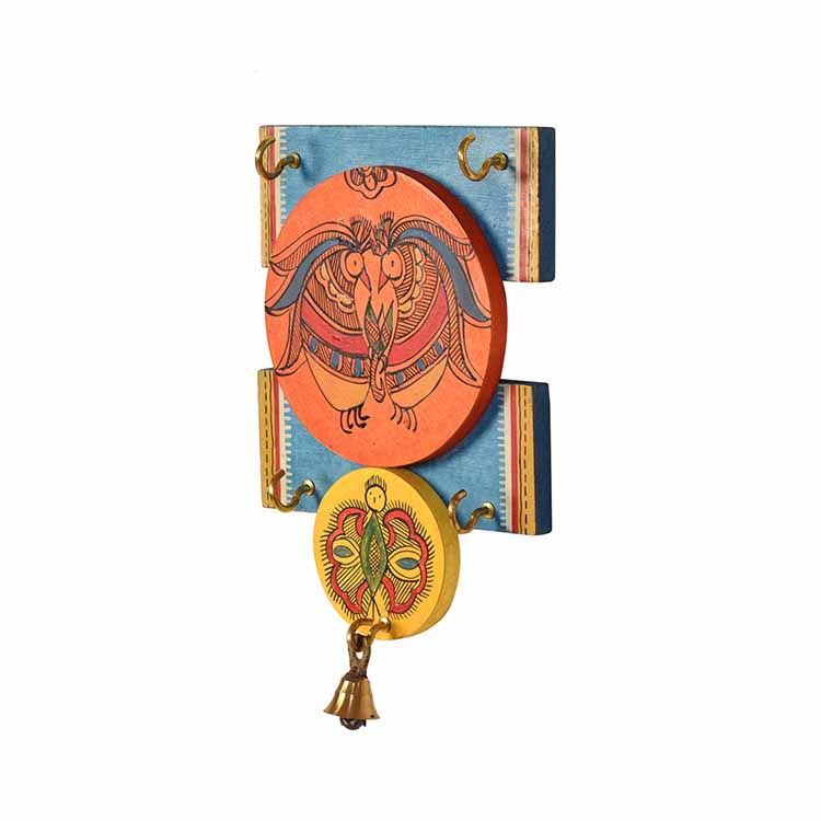 Key Holder Handcrafted Madhubani 4 Keys (5X1X9.5") - Wall Decor - 5