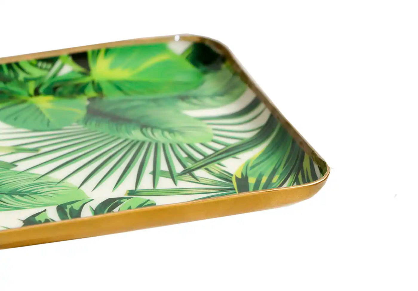 Square Tropical Paradise Palm Leaf Print Metal Plates - Set of 4 - Dining & Kitchen - 4