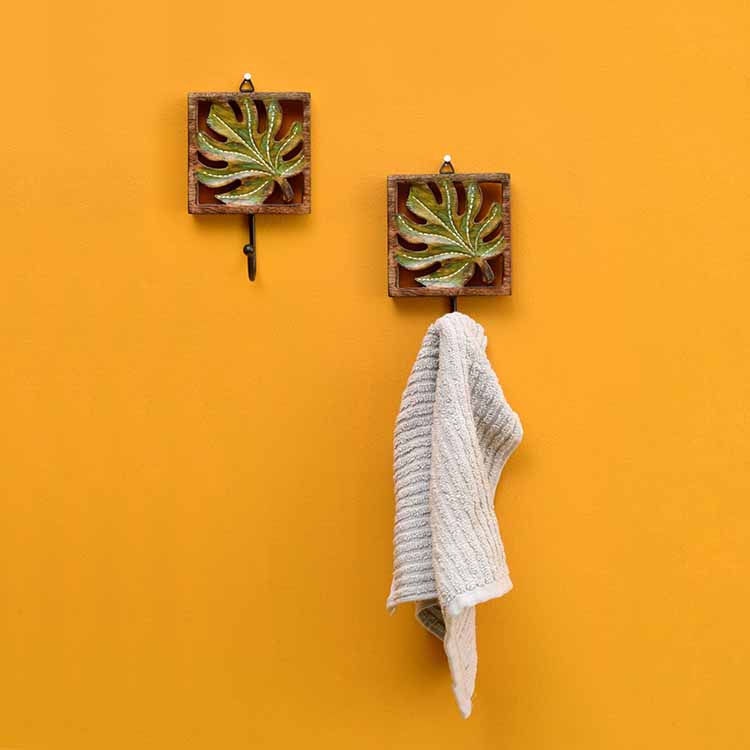 Autumn Leaf Towel Hanger with Single Hook - Set of 2 (4x2x6") - Storage & Utilities - 2