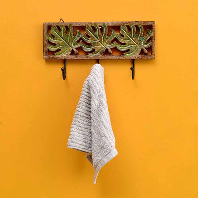 Autumn Leaf Towel Hanger with Three Hooks - Storage & Utilities - 2