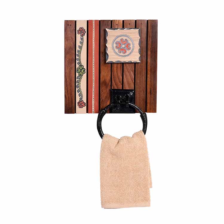 Towel Holder Handcrafted Tribal Art (8x1.5x11") - Storage & Utilities - 5