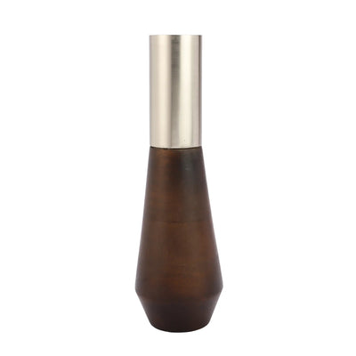 "Tall Deidra Vase" Matt Silver & HM Wood-52-344-30-1