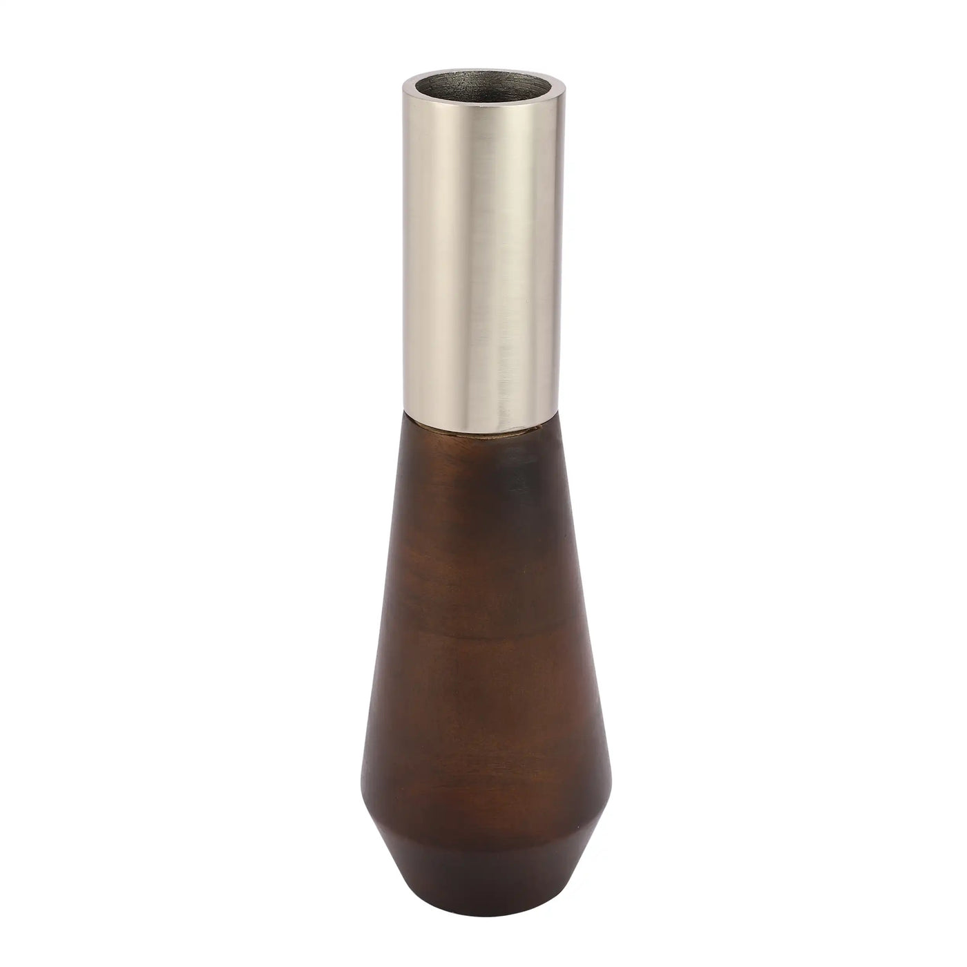 "Tall Deidra Vase" Matt Silver & HM Wood-52-344-30-1