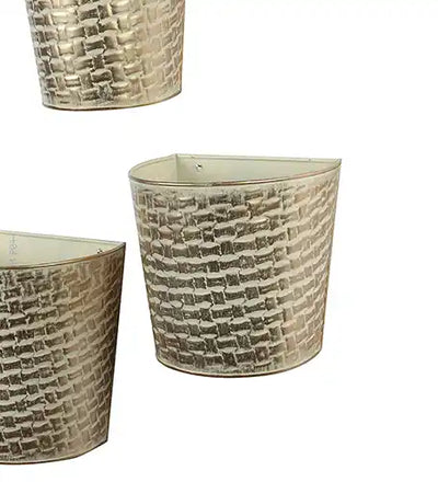 White & Gold Hammered Wall Planter Set of 3