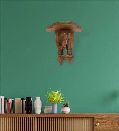 Elephant Decorative Wooden Wall Shelf (11in x 7in x 10in) - Furnishing & Utilities - 2