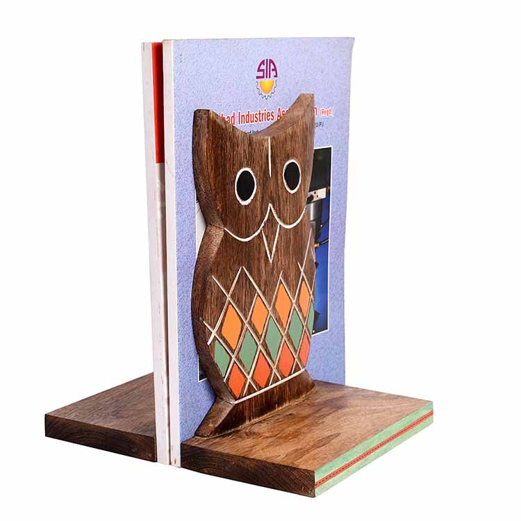 Bookend Handcrafted Wooden Owl - Set of 2 (6.5x4x9.2") - Storage & Utilities - 3