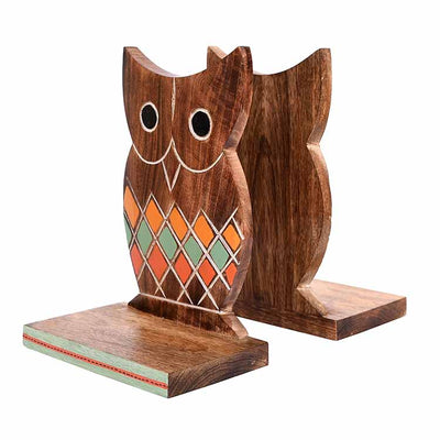 Bookend Handcrafted Wooden Owl - Set of 2 (6.5x4x9.2") - Storage & Utilities - 7