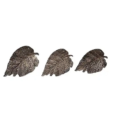 Black & Gold Etching Leaves Wall Decor Set of 3