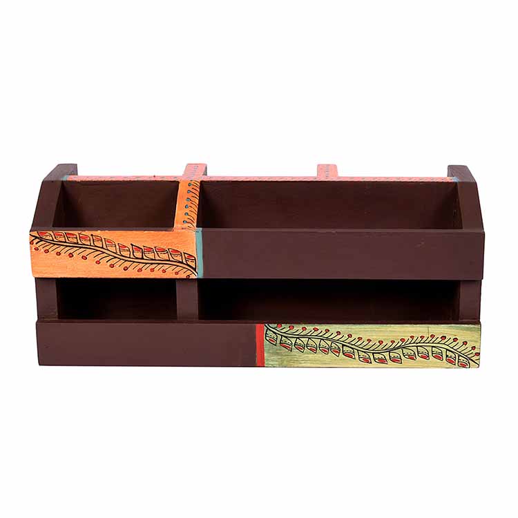 Pen Stand Handcrafted Madhubani Wooden (10x3.5x4") - Stationery - 2