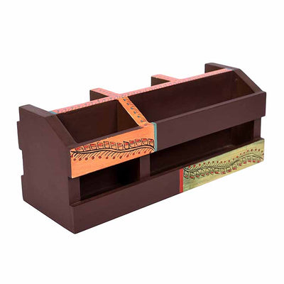 Pen Stand Handcrafted Madhubani Wooden (10x3.5x4") - Stationery - 6