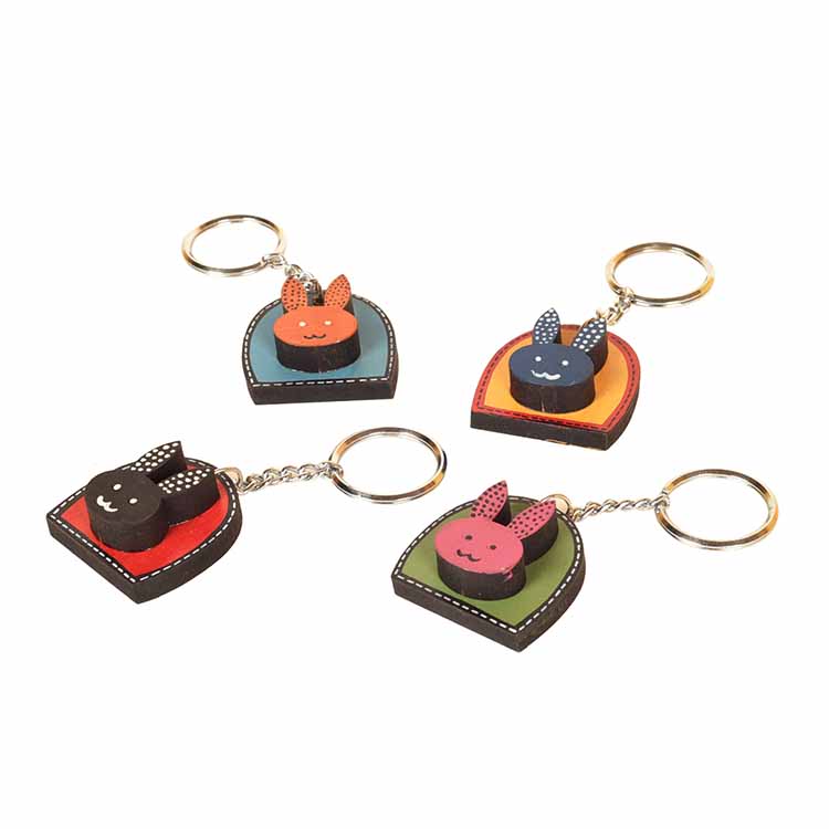 Colourful Rabbits Handcrafted Key Chains - Set of 4 (1.2x0.2x4") - Wall Decor - 2