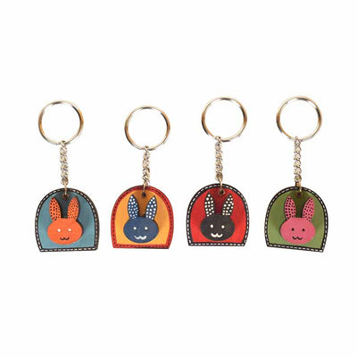 Colourful Rabbits Handcrafted Key Chains - Set of 4 (1.2x0.2x4") - Wall Decor - 3
