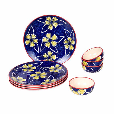 Flowers of Ecstasy Dinner Set - Plates & Bowls, Azure (Set of 8) - Dining & Kitchen - 2