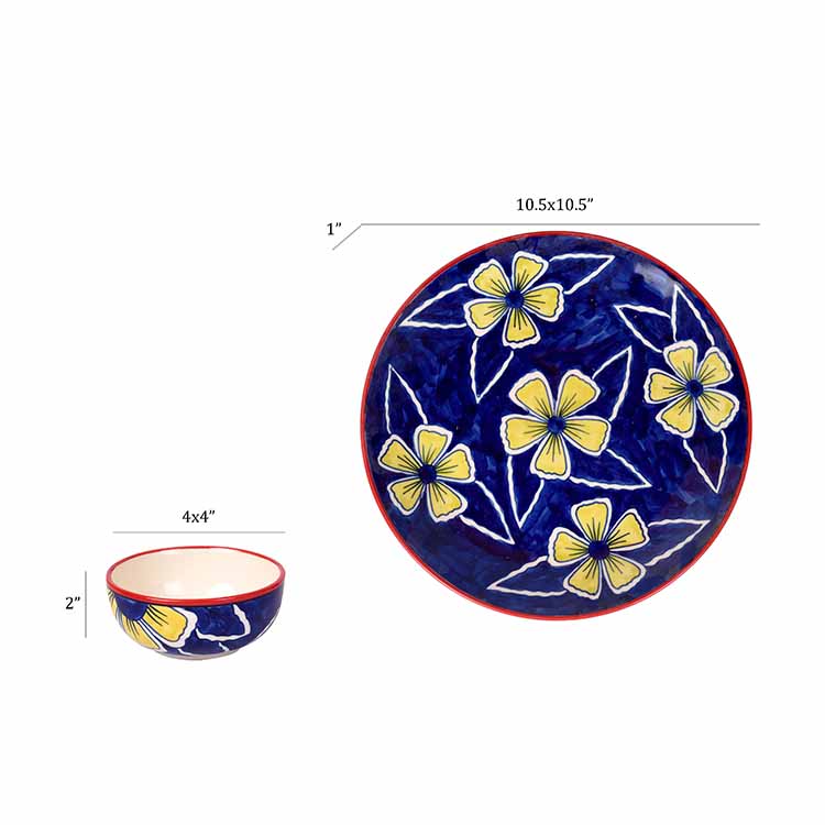 Flowers of Ecstasy Dinner Set - Plates & Bowls, Azure (Set of 8) - Dining & Kitchen - 5