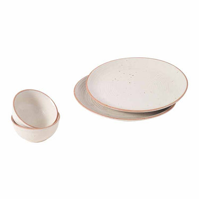 Elysian White Dinner Set - Set of 2 Plates & 2 Bowls - Dining & Kitchen - 6