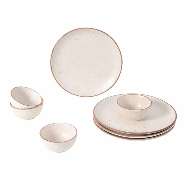 Elysian White Dinner Set - Set of 4 Plates & 4 Bowls - Dining & Kitchen - 4