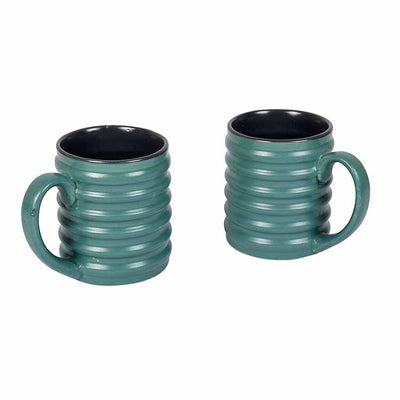 Mug Ceramic Turquoise Green - Set of 2 (4.4x2.7x3.4") - Dining & Kitchen - 6