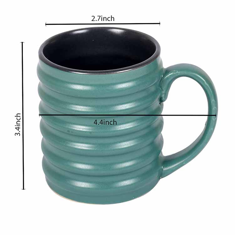 Mug Ceramic Turquoise Green - Set of 2 (4.4x2.7x3.4") - Dining & Kitchen - 5