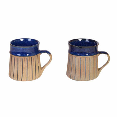 Grooving Sand Coffee Mugs - Set of 2 (4.5x3.5x4") - Dining & Kitchen - 2
