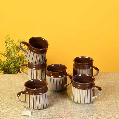 Grooving Sand Coffee Mugs - Set of 6 (4x3x4") - Dining & Kitchen - 2