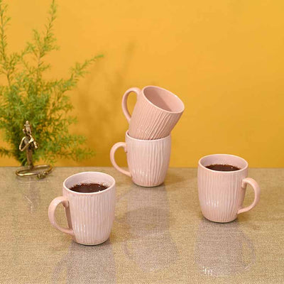 Crinkle Pink Coffee Mugs - Set of 4 - Dining & Kitchen - 2