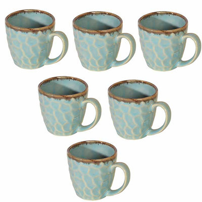 Teal Cuts Tea Cups - Set of 6 - Dining & Kitchen - 2