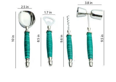 Green Stone Dust with Stainless Steel Bar Tools - Set of 5 - Dining & Kitchen - 4