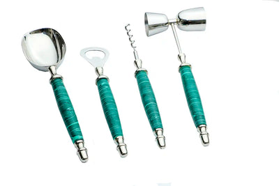 Green Stone Dust with Stainless Steel Bar Tools - Set of 5 - Dining & Kitchen - 3
