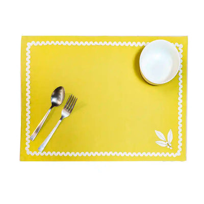 Embroided Lemon & Beige Table Mat - Set of 6 - Dining & Kitchen - 2