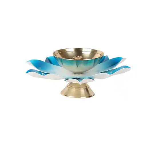 Colored Brass Akhand Dia Set of 4